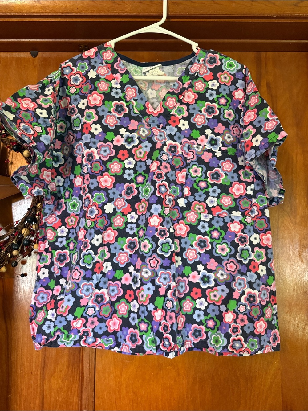 Floral Print Short Sleeve V-Neck Top - Multi Color